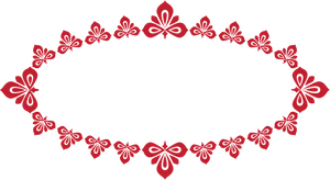 Red Floral Oval Frameon Blue Background PNG Image