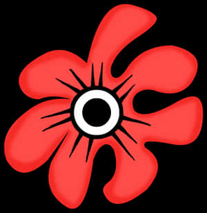 Red Flower Cartoon Black Background PNG image with transparent background