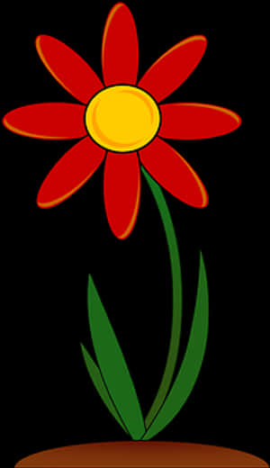 Red Flower Cartoon Illustration PNG image with transparent background