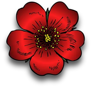 Red Flower Illustration PNG Image