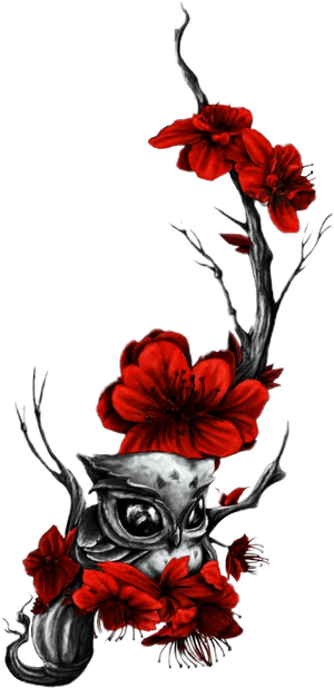 Owl And Rose Tattoo Designs For Females Clipart , Png - Owl And Rose Tattoo Designs, Transparent Png PNG with transparent background