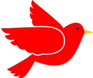 Red Flying Bird Vector Illustration PNG Image