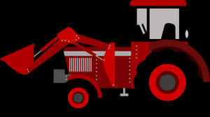 Red Front Loader Tractor Graphic PNG image with transparent background