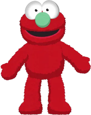 Red Furry Elmo Character PNG Image