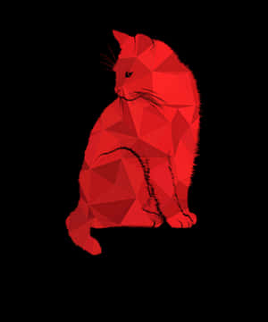 Red Geometric Cat Artwork PNG image with transparent background