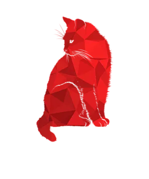 Red Geometric Cat Artwork PNG Image