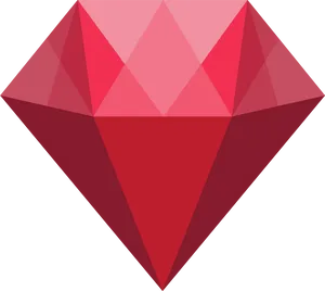 Red Geometric Crystal Illustration.png PNG Image