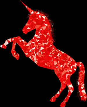 Red Geometric Unicorn Art PNG image with transparent background