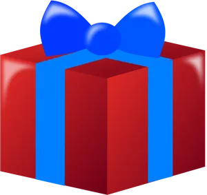 Red Gift Box Blue Ribbon PNG Image