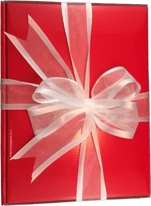 Red Gift Box White Ribbon PNG Image