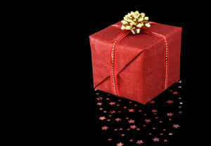 Red Gift Boxwith Golden Bow PNG with transparent background