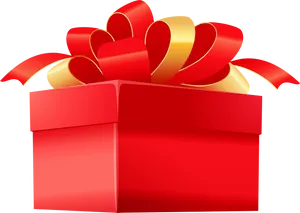 Red Gift Boxwith Golden Ribbon PNG Image