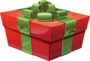 Red Gift Boxwith Green Ribbon PNG image with transparent background