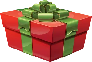 Red Gift Boxwith Green Ribbon PNG Image