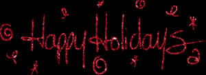 Red Glitter Happy Holidays Text PNG image with transparent background