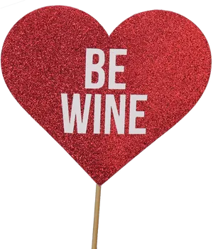 Red Glitter Heart Sign Be Wine PNG Image