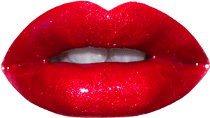 Red Glitter Lips Closeup PNG image with transparent background