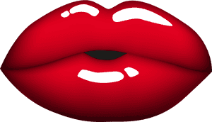 Red Glossy Lips Illustration PNG image with transparent background
