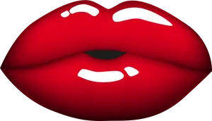 Red Glossy Lips Illustration PNG Image