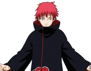 Red Haired Anime Character Sasori PNG Image