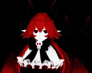 Red Haired Anime Demon Girl PNG image with transparent background