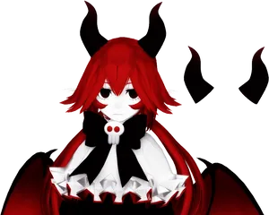 Red Haired Anime Demon Girl PNG Image