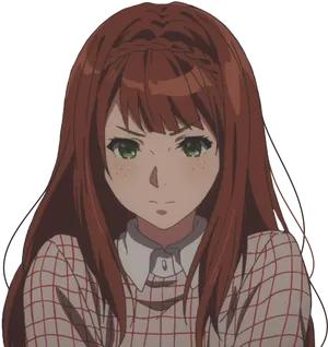 Red Haired Anime Girl Portrait PNG Image