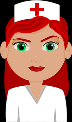 Red Haired Cartoon Nurse PNG image with transparent background