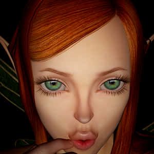 Red Haired Elf Gesture PNG image with transparent background
