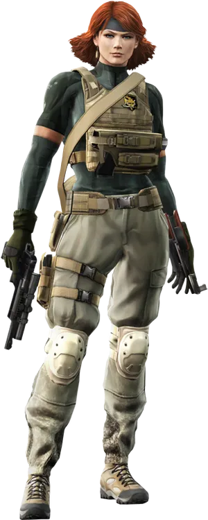 Red Haired Female Soldier3 D Model PNG Image