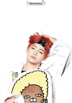 Red Haired_ Performer_with_ Headband PNG Image