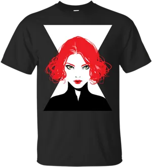 Red Haired Woman Graphic Tshirt Design PNG Image