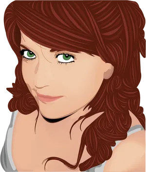 Red Haired Woman Vector Portrait PNG Image