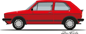 Red Hatchback Car Side View PNG Image