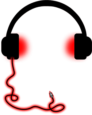 Red Headphones Gray Background PNG