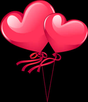 Red Heart Balloons Illustration PNG with transparent background