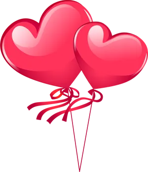 Red Heart Balloons Illustration PNG Image