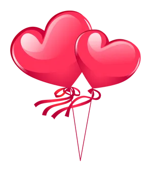 Red Heart Balloons Illustration PNG Image