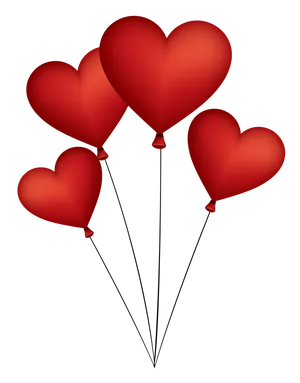 Red Heart Balloons PNG Image