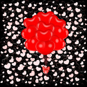 Red Heart Balloons Vector Illustration PNG image with transparent background