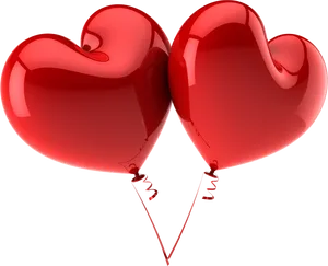 Red Heart Balloons3 D PNG Image