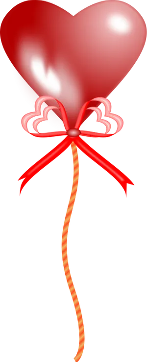 Red Heart Balloonwith Ribbon.png PNG Image