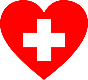 Red Heart Black Cross Graphic PNG Image