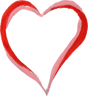 Red Heart Brush Stroke PNG Image