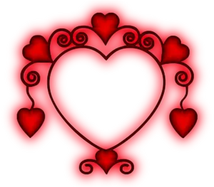 Red Heart Designon Black Background PNG Image