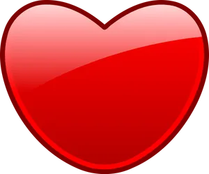 Red Heart Icon Glossy Finish PNG Image