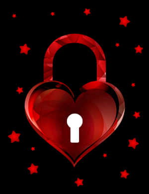 Red Heart Lock Graphic PNG with transparent background