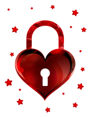 Red Heart Lock Graphic PNG Image