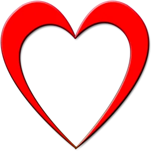 Red Heart Outlineon Black Background PNG Image