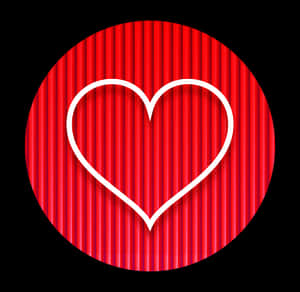 Red Heart Outlineon Striped Background PNG with transparent background